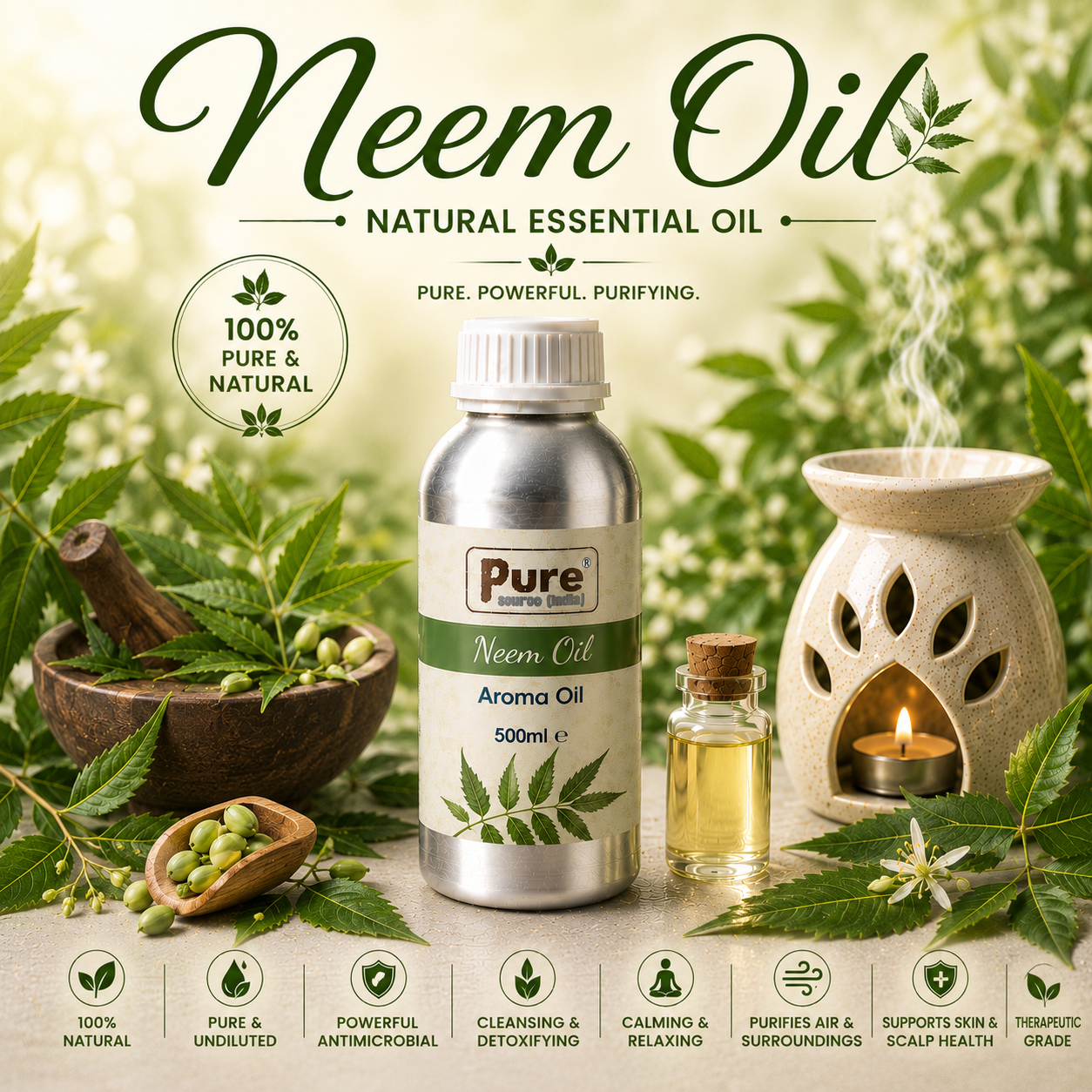 Pure Source India Aroma Diffuser Oil Essential for Oil Burner, Soap Making, Candle Making Etc. 500 ML Pack of Fragrance Oil