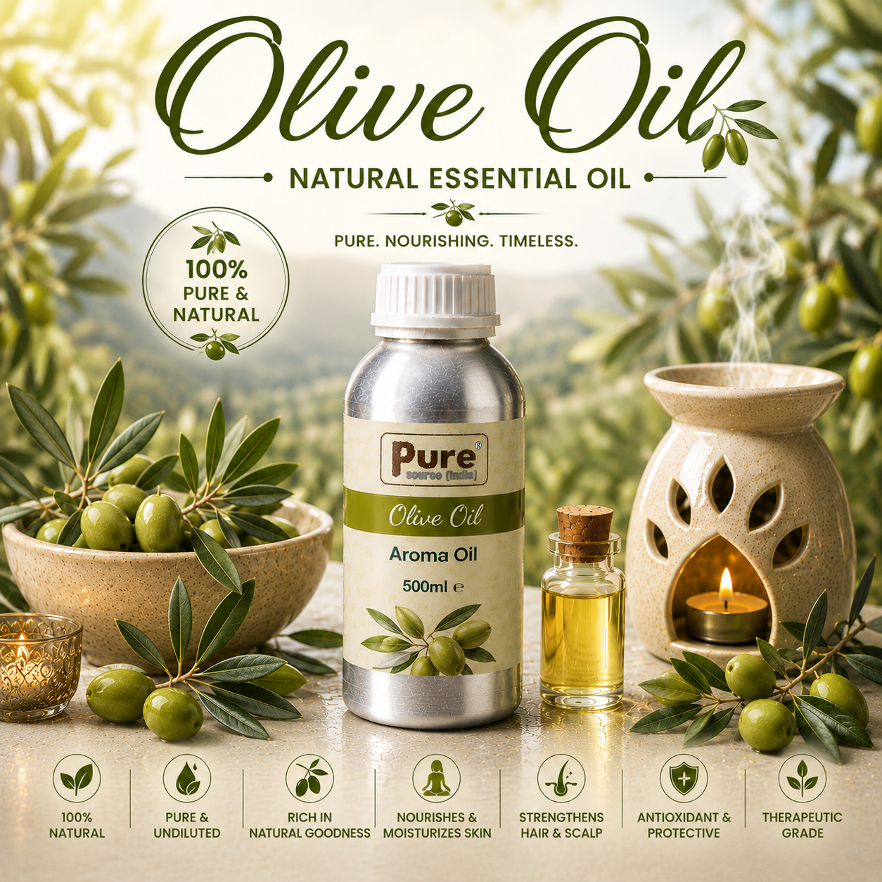 Pure Source India Aroma Diffuser Oil Essential for Oil Burner, Soap Making, Candle Making Etc. 500 ML Pack of Fragrance Oil