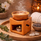 Pure Source India Ceramic Clay Candle Operated Aroma Burner Oil Diffuser, Extra Large Bowl, with 1 Tealight, 4.25 Inch