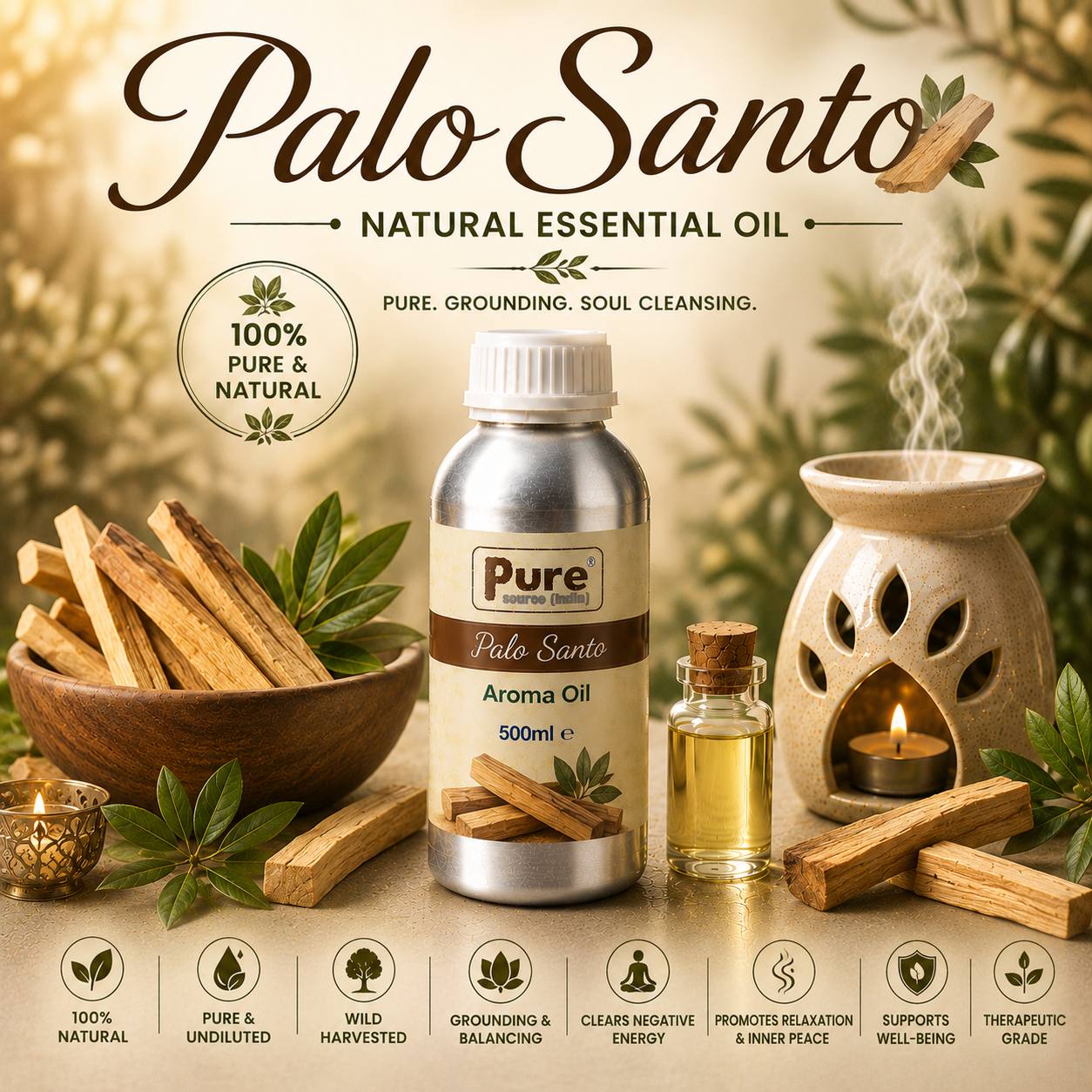 Pure Source India Aroma Diffuser Oil Essential for Oil Burner, Soap Making, Candle Making Etc. 500 ML Pack of Fragrance Oil