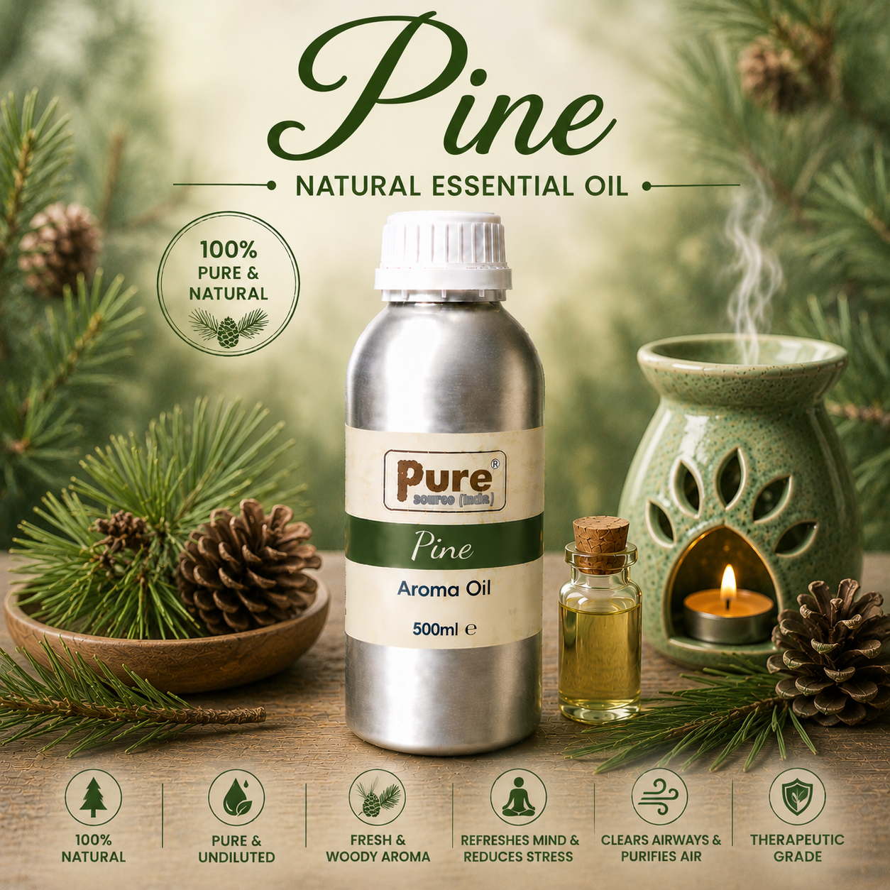 Pure Source India Aroma Diffuser Oil Essential for Oil Burner, Soap Making, Candle Making Etc. 500 ML Pack of Fragrance Oil