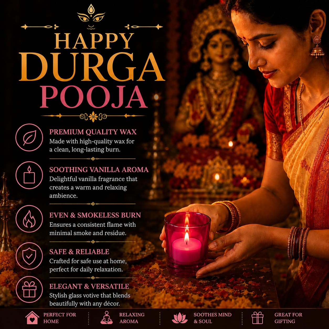 Pure Source India Pack of 16, Pink Tea Light Votive Glass Candle Holders – Perfect for Diwali, Weddings, Spa & Holiday Décor