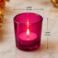 Pure Source India Pack of 16, Pink Tea Light Votive Glass Candle Holders – Perfect for Diwali, Weddings, Spa & Holiday Décor