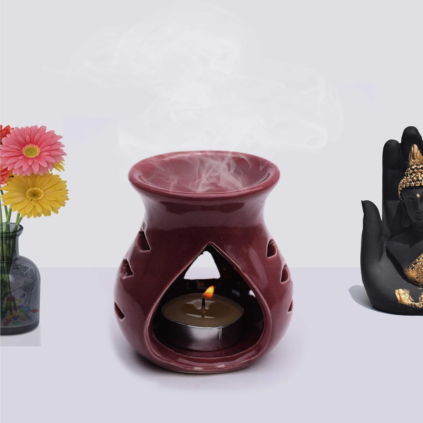 Pure Source India Regular Ceramic Aroma Burner Coming with 1 pc Free Candles