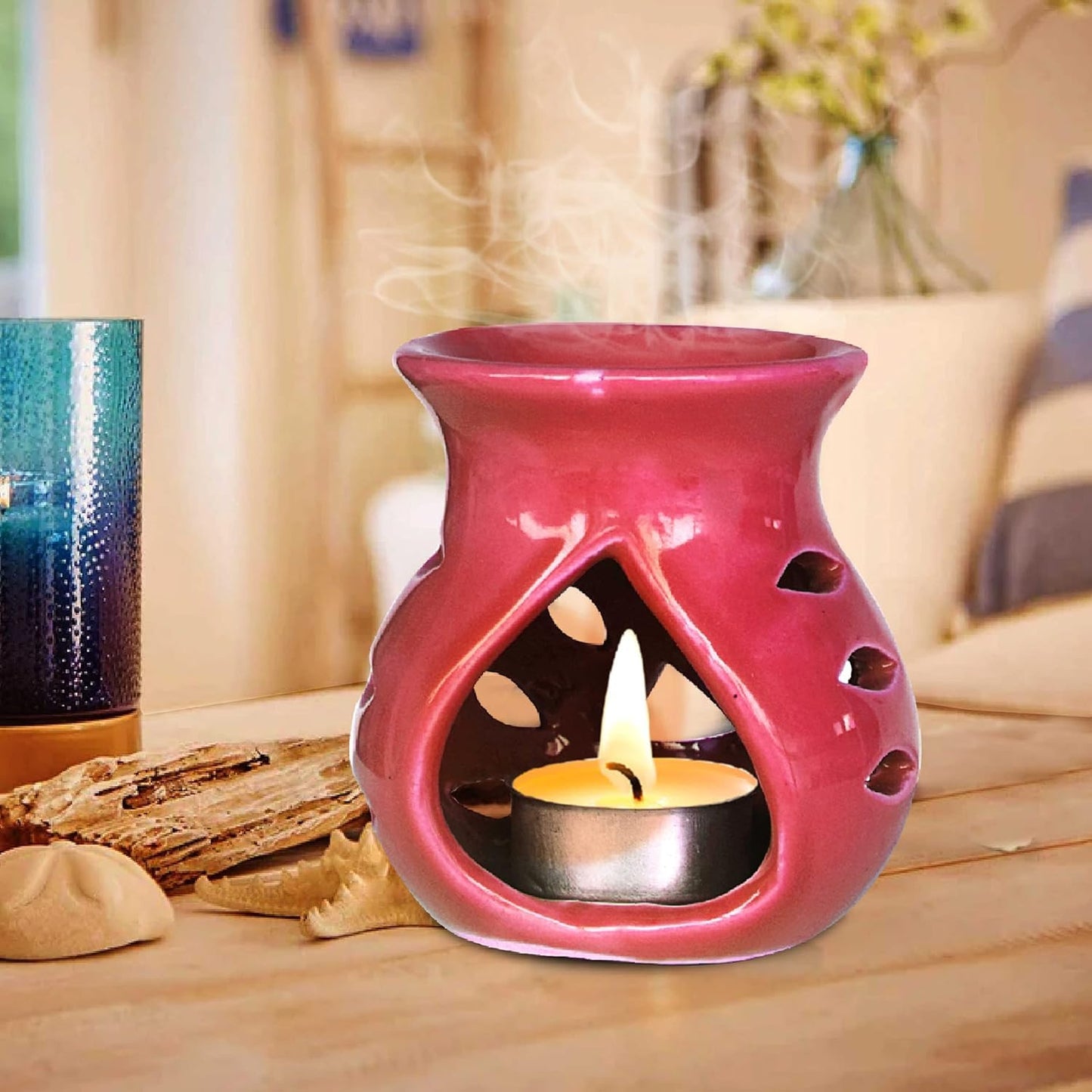 Pure Source India Regular Ceramic Aroma Burner Coming with 1 pc Free Candles