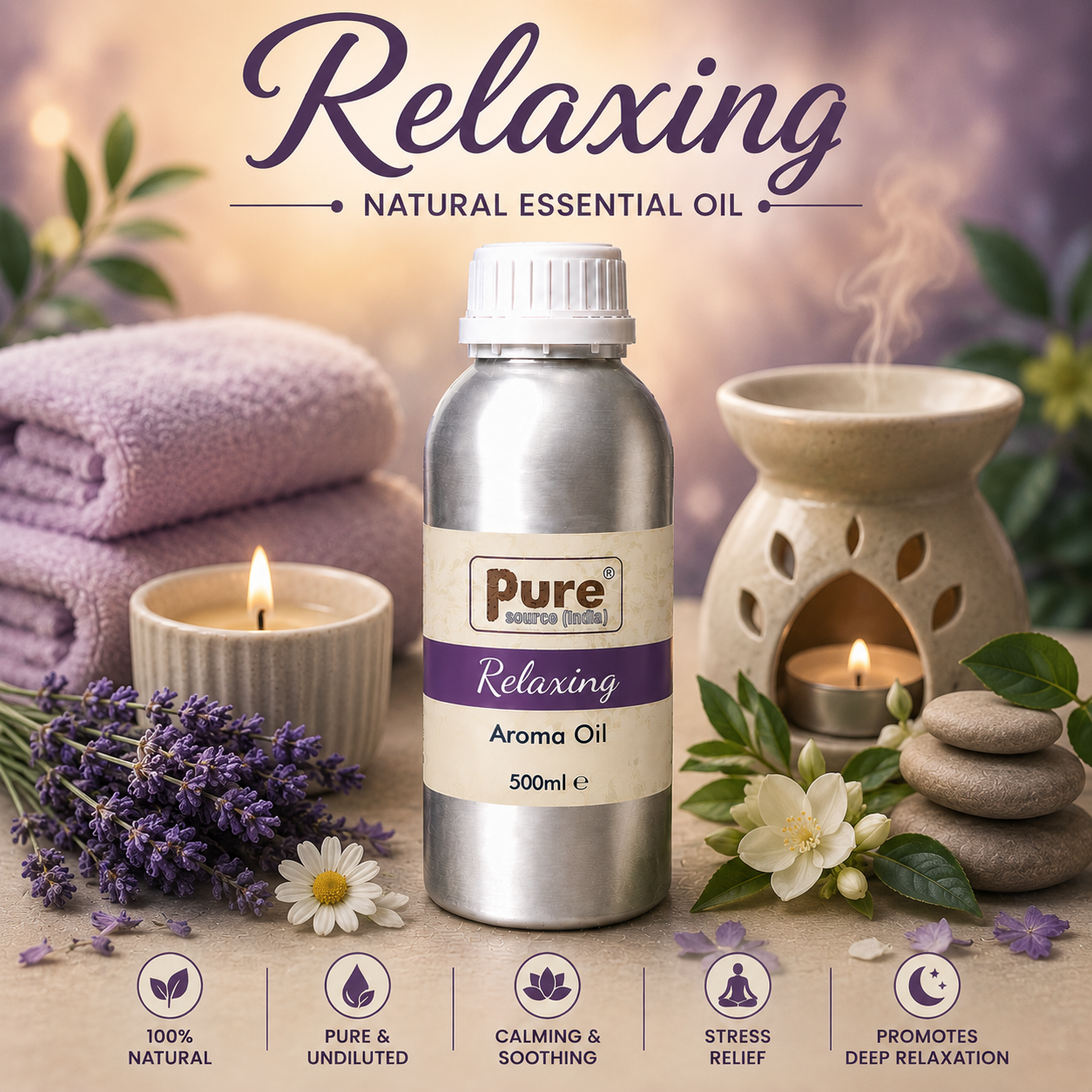 Pure Source India Aroma Diffuser Oil Essential for Oil Burner, Soap Making, Candle Making Etc. 500 ML Pack of Fragrance Oil