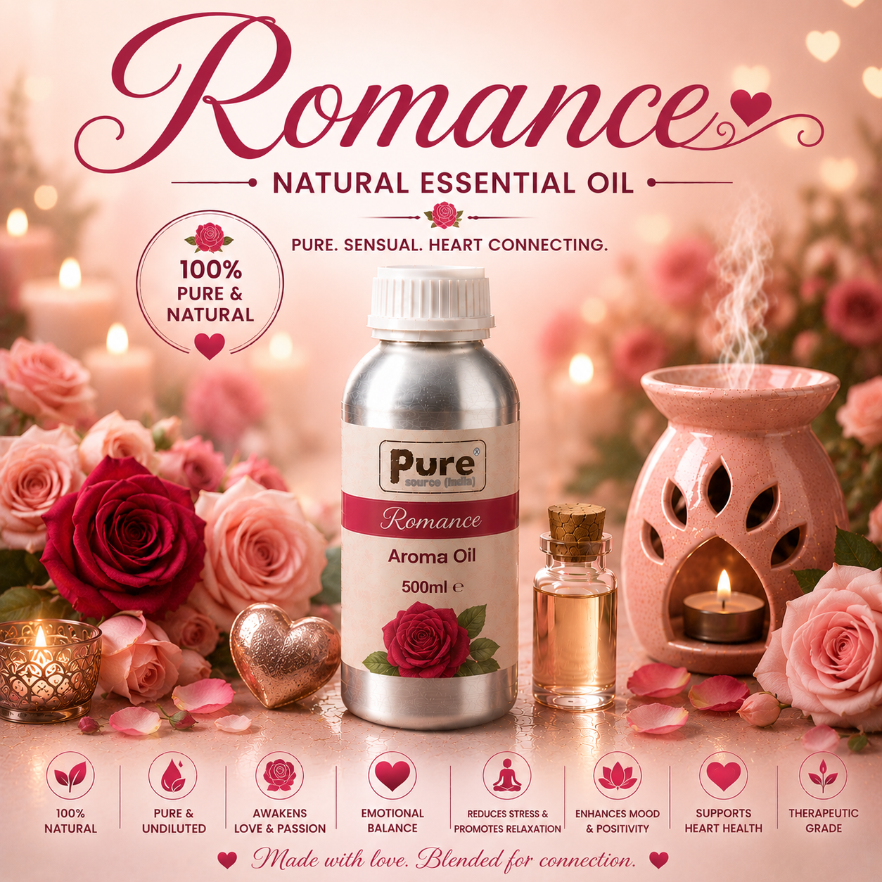 Pure Source India Aroma Diffuser Oil Essential for Oil Burner, Soap Making, Candle Making Etc. 500 ML Pack of Fragrance Oil