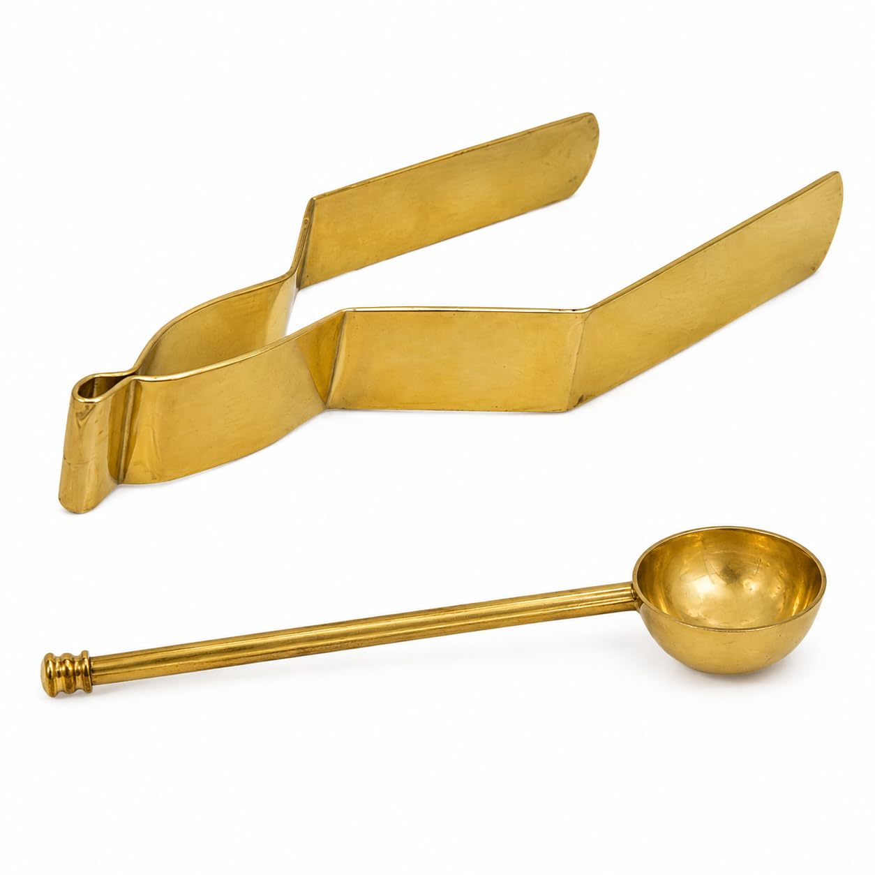 Pure Source India 7.5 Inch / 19 cm Brass Hawan Kund Set with Spoon & Chimta/Tong For Home Pooja, Yagya Kund for Hawan, Weeding, Home & Vastu Rituals, Handcrafted, Brass Fire Pit