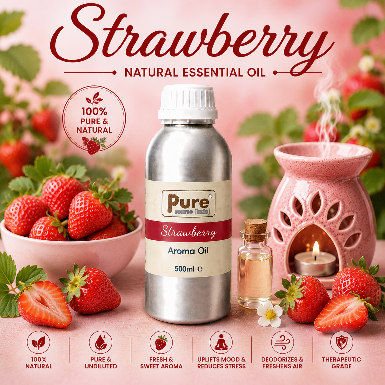 Pure Source India Aroma Diffuser Oil Essential for Oil Burner, Soap Making, Candle Making Etc. 500 ML Pack of Fragrance Oil