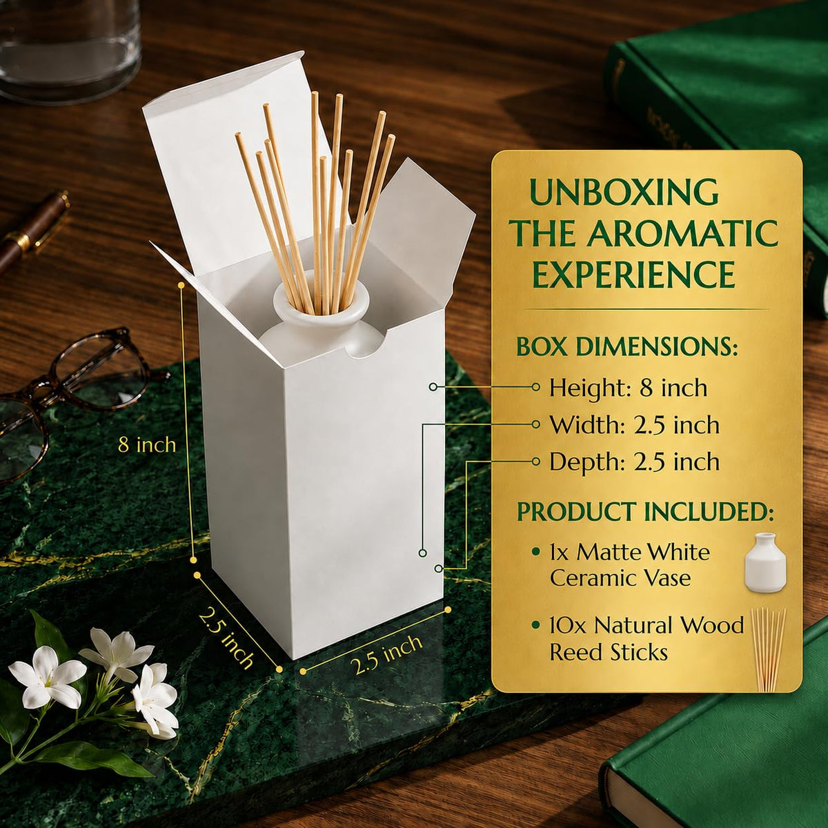 Pure Source India Elegant Ceramic Reed Diffuser Pot (White) – Decorative Aroma Diffuser Vase for Living Rooms, bedrooms, bathrooms, Offices, and entryways (White)