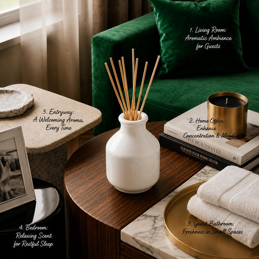 Pure Source India Elegant Ceramic Reed Diffuser Pot (White) – Decorative Aroma Diffuser Vase for Living Rooms, bedrooms, bathrooms, Offices, and entryways (White)