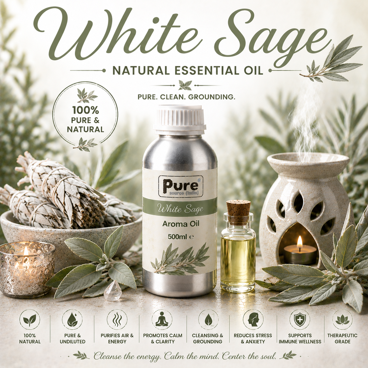 Pure Source India Aroma Diffuser Oil Essential for Oil Burner, Soap Making, Candle Making Etc. 500 ML Pack of Fragrance Oil