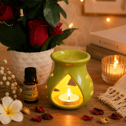 Pure Source India Regular Ceramic Aroma Burner Coming with 1 pc Free Candles