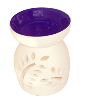 Pure Source India Ceramic Aroma Burner with top Bowl Blue Color Burner Size is 6 inch