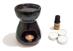 Pure Source India Ceramic Aroma Burner with 10 ML Lemon Grass Aroma Oil and 4 Tea Light Candle