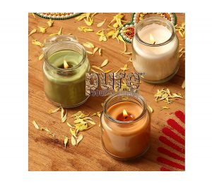 Pure Source India Wax Jar Candle, Pack of 3, Jasmine;Lavender;Lemon Grass