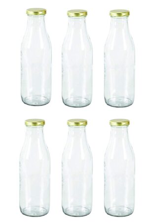 Pure Source India Glass Bottle, 300ml, Set of 6, Clear