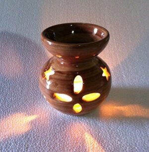 Pure Source India Ceramic Aroma Burner With Aroma Oil (Brown)