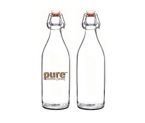 Pure Source India Glass Water Bottle, 1000ml, Set of 2, Clear