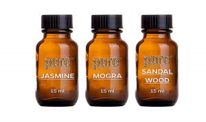 Pure Source India Aroma Diffuser Oil (Jasmine, Sandalwood and Mogra) 15ml Each, Multicolour - Set of 3