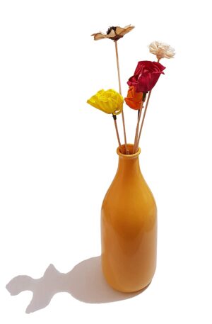 Pure Source India Ceramic Flower Vase (3.75 X 10.5 Inch, Yellow)