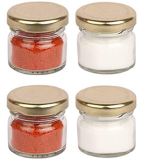Pure Source India Very Small Glass Jar Container For Your Kitchen With Airtight Cap, 41 ML (Set of 4)