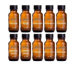 Pure Source India Aroma Diffuser Oil (Lavender, Jasmine, Citronella, Lemongrass, Rose, Sandalwood, Fresh, Eucalyptus, Mandarin and Mogra (15 ml Each)