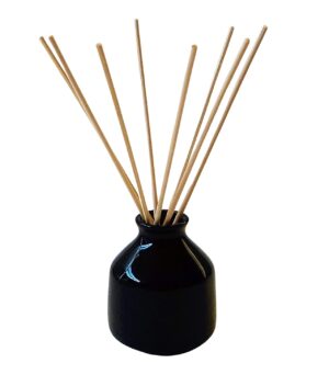 Pure Source India Ceramic Reed Difuser Pot (3.5 inch, Black)