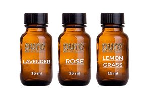 Pure Source India Aroma Diffuser Oil (Lavender, Lemongrass, Rose), 15ml Each, Multicolour - Set of 3