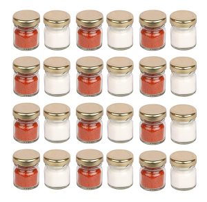 Pure Source India Very Small Glass Jar Container For Your Kitchen With Airtight Cap, 41 ML (Set of 18)