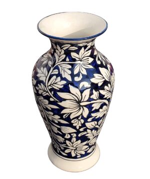 Pure Source India Ceramic Flower Vase (Multicolor Leaf Design; 4.5 X 9 Inch)