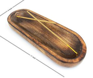 Pure Source India Set of 2 Pcs Natural Wood Agarbatti/Incense Holder and Ash Catcher, Just Take One for Your Temple or Home (11