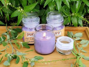 Pure Source India Scented Glass Jar Candles, Lavender, (Set of 3 Blue)