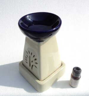 Pure Source India Ceramic Aroma Burner With Aroma Oil (White Blue)