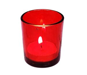 Pure Source India Set of 12 Glass Votive Tealight Candle Holders - Living Room Side Table Home Decoration (Glass, Pack of 12, Red)
