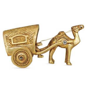 Pure Source India Pure Brass Camel Cart Showpiece for Home & Office Decor, Decorative Figurine, Desk Ornament (5.9 Inch)