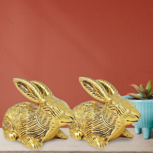 Pure Source India Pure Brass Rabbit Pair Showpiece (3.9 Inch) Perfect for Gifting, Home Decor & Decorative Showpiece (280gm)