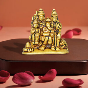 Pure Source India Pure Brass Shiv Parvati Ganesh Idol (6.5 cm) Shiv Parivar Murti Statue Sculpture Sitting On Nandi Showpiece for Home Office Temple Mandir Decoration Gift (230 gm)