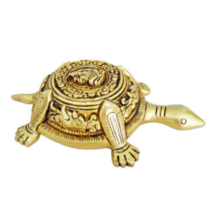 Pure Source India Pure Brass Tortoise for Good Luck (Size-6.5 Inch) | Vastu Items for Home, Office, Temple & Gifting Purpose (658 gm)