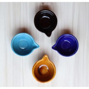 Pure Source India Ceramic Multicolor Diya Oil Lamp for Home Temple | Puja Articles & Decor | Traditional Indian Festival Gifts | Handcrafted Religious Lamp (25ml Each) (4 PCS)