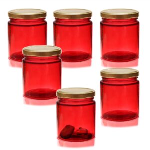 Pure Source India Glass Jar Red Color| Airtight, Leak-Proof | Ideal for Jam, Honey, Pickles, Gifts & Storage | BPA-Free Lid | Reusable & Durable (150GM) (6 Pcs)