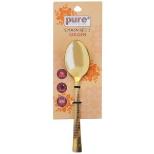 Pure Source India Stainless Steel PVD Coating Gold Spoon for Ice Cream, Pudding, Mousse, Custard, Cake, Tiramisu, and Fruit Salads (Set of 2)
