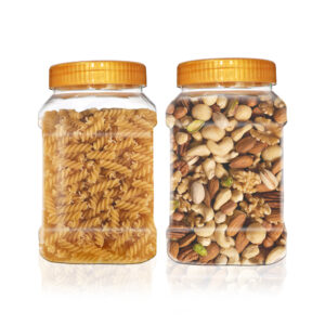 Pure Source India Plastic PET Jar with Lid – BPA-Free, Leak-Proof for Pulses, Pasta, Dry Fruit Storage| Food Grade Jar (1000ml) (2 PCS)