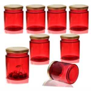 Pure Source India Glass Jar Red Color| Airtight, Leak-Proof | Ideal for Jam, Honey, Pickles, Gifts & Storage | BPA-Free Lid | Reusable & Durable (150GM) (8 Pcs)