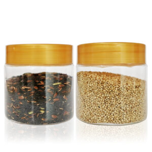 Pure Source India Round Plastic PET Jar with Lid – BPA-Free, Leak-Proof for Pulses, Spices, Dry Fruit Storage| Food Grade Jar (250ml) (2 PCS)