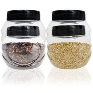 Pure Source India Plastic PET Jar with Lid – BPA-Free, Leak-Proof for Spices, Herbs, & Dry Fruit Storage| Food Grade Jar (300ml) (4PCS)