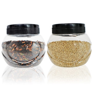 Pure Source India Plastic PET Jar with Lid – BPA-Free, Leak-Proof for Spices, Herbs, & Dry Fruit Storage| Food Grade Jar (300ml) (2PCS)