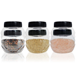 Pure Source India Plastic PET Jar with Lid – BPA-Free, Leak-Proof for Spices, Herbs, & Dry Fruit Storage| Food Grade Jar (300ml) (6PCS)