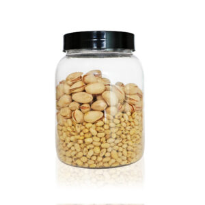 Pure Source India Round Plastic PET Jar with Lid – BPA-Free, Leak-Proof for Pulses, Pasta, Dry Fruit Storage| Food Grade Jar (1100ml) (BLACK, 1 PCS)