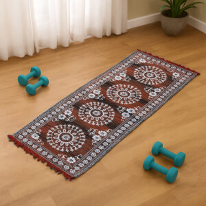 Pure Source India Cotton Yoga Mats for Women and Men, 2X6 feet, 3mm thick, Light Weight, Machine Washable, Home Exercise (Orange)